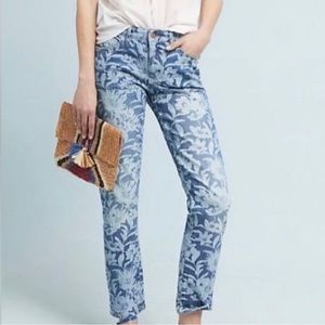 Pilcro for Anthropologie Floral Slim Boyfriend Jeans